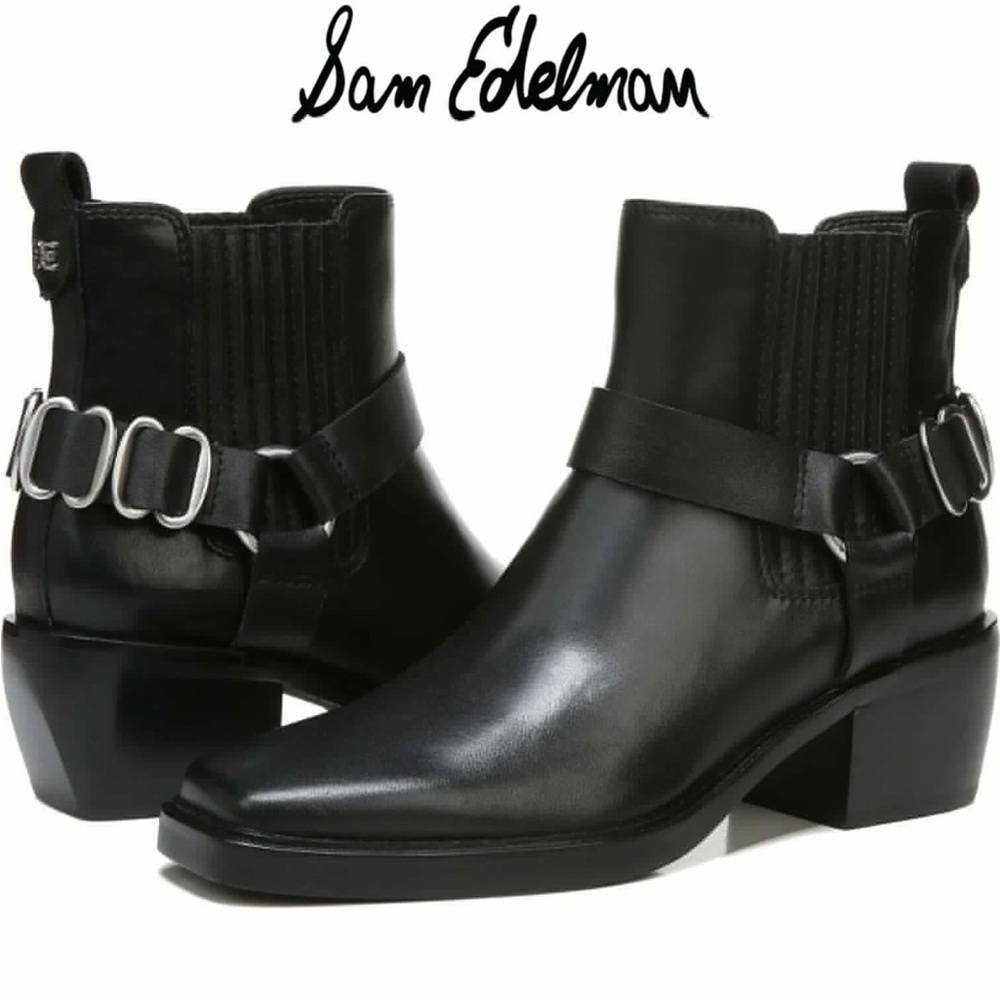 Sam Edelman Bellamie Motorcycle Bootie‎ Black Leather Size 7.5 NWOT